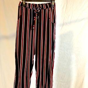 Elastic Waist Striped Work Pants